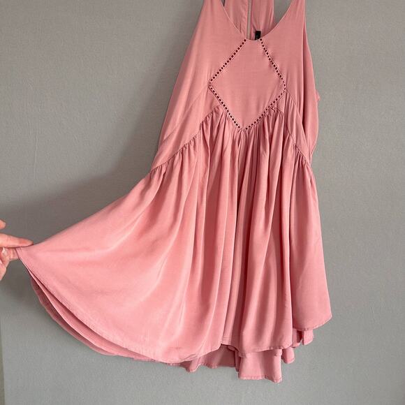 Romeo and Juliet Couture Rose Tan Swing Cutaway Trapeze Mini Dress Tunic Sz Med - Picture 3 of 12